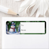 Winter Forest Snowman Kerstcadeau Etiket (Insitu)