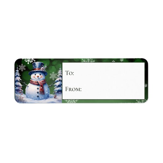 Winter Forest Snowman Kerstcadeau Etiket (Voorkant)