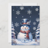 Winter Forest Snowman Kerstfeest | Blauw Kaart (Voorkant)