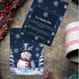Winter Forest Snowman Kerstfeest | Blauw Kaart