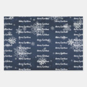 Winter Forest Snowman Kerstmis | Blauw Inpakpapier Vel (Voorkant 3)