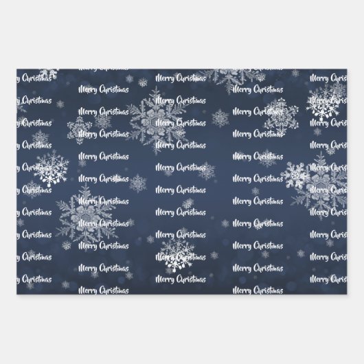 Winter Forest Snowman Kerstmis | Blauw Inpakpapier Vel (Voorkant 3)