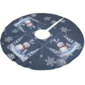 Winter Forest Snowman Kerstmis | Blauw Kerstboom Rok (Gekanteld)