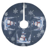 Winter Forest Snowman Kerstmis | Blauw Kerstboom Rok (Voorkant)