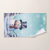 Winter Forest Snowman Kerstmis | Blauwgroen Bad Handdoek (Handdoek)