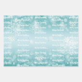 Winter Forest Snowman Kerstmis | Blauwgroen Inpakpapier Vel (Voorkant 3)