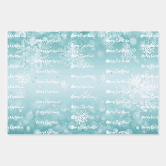 Winter Forest Snowman Kerstmis | Blauwgroen Inpakpapier Vel (Voorkant 3)