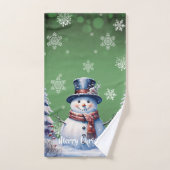Winter Forest Snowman Kerstmis | Green Bad Handdoek (Handdoek)