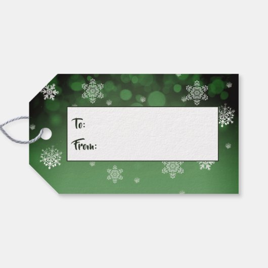 Winter Forest Snowman Kerstmis | Green Cadeaulabel (Achterkant Horizontaal)