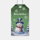 Winter Forest Snowman Kerstmis | Green Cadeaulabel (Voorkant)