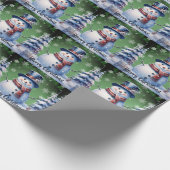 Winter Forest Snowman Kerstmis | Green Cadeaupapier (Hoek)