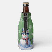Winter Forest Snowman Kerstmis | Green Flesjeskoeler (Fles Achterkant)
