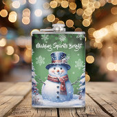 Winter Forest Snowman Kerstmis | Green Heupfles