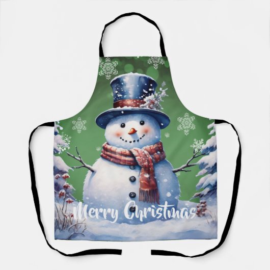 Winter Forest Snowman Kerstmis | Green Schort (Voorkant)