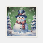 Winter Forest Snowman Kerstmis | Green Servet (Voorkant)