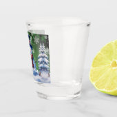 Winter Forest Snowman Kerstmis | Green Shot Glas (Rechts)