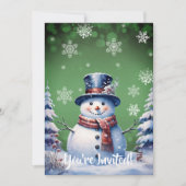 Winter Forest Snowman Kerstmis | groene partij Kaart (Voorkant)