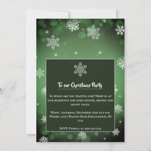 Winter Forest Snowman Kerstmis | groene partij Kaart (Achterkant)