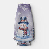 Winter Forest Snowman Kerstmis | Paars Flesjeskoeler (Voorkant)