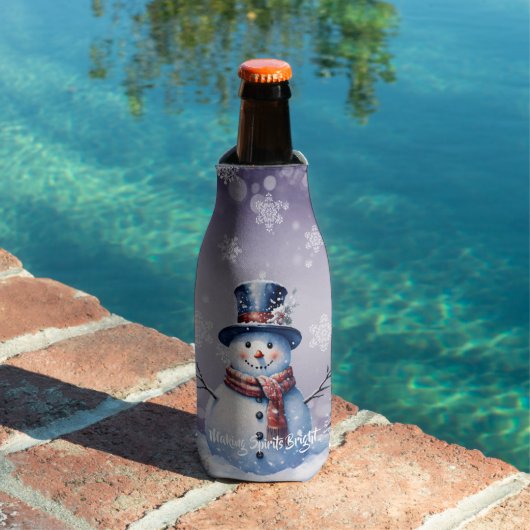 Winter Forest Snowman Kerstmis | Paars Flesjeskoeler (Insitu Zwembad)