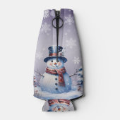 Winter Forest Snowman Kerstmis | Paars Flesjeskoeler (Achterkant)