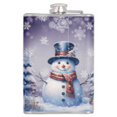 Winter Forest Snowman Kerstmis | Paars Heupfles (Achterkant)