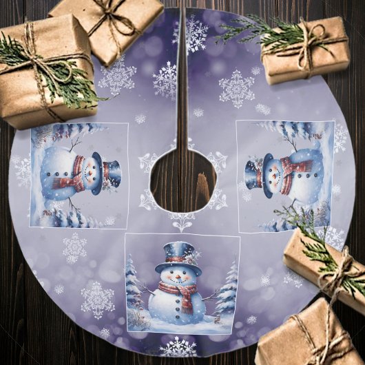 Winter Forest Snowman Kerstmis | Paars Kerstboom Rok
