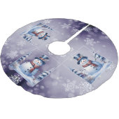 Winter Forest Snowman Kerstmis | Paars Kerstboom Rok (Gekanteld)
