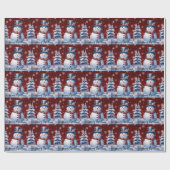 Winter Forest Snowman Kerstmis | Red Cadeaupapier (Vlak)