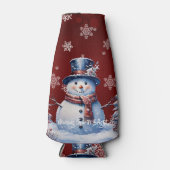 Winter Forest Snowman Kerstmis | Red Flesjeskoeler (Voorkant)