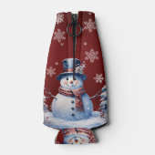Winter Forest Snowman Kerstmis | Red Flesjeskoeler (Achterkant)