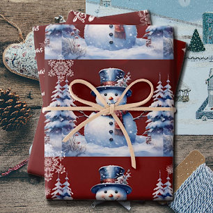 Winter Forest Snowman Kerstmis   Red Inpakpapier Vel