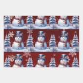 Winter Forest Snowman Kerstmis | Red Inpakpapier Vel (Voorkant)