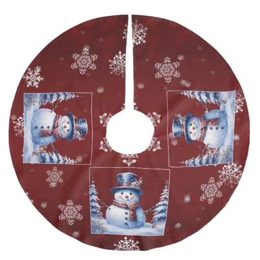 Winter Forest Snowman Kerstmis | Red Kerstboom Rok (Voorkant)