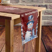 Winter Forest Snowman Kerstmis | Red Medium Tafelloper
