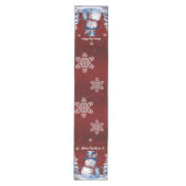 Winter Forest Snowman Kerstmis | Red Medium Tafelloper (Voorkant)