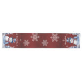 Winter Forest Snowman Kerstmis | Red Medium Tafelloper (Horizontaal)