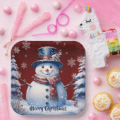 Winter Forest Snowman Kerstmis | Red Papieren Bordje (Feest)