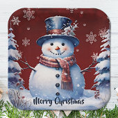 Winter Forest Snowman Kerstmis | Red Papieren Bordje