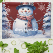 Winter Forest Snowman Kerstmis | Red Theedoek (Gevouwen)