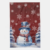 Winter Forest Snowman Kerstmis | Red Theedoek (Verticaal)