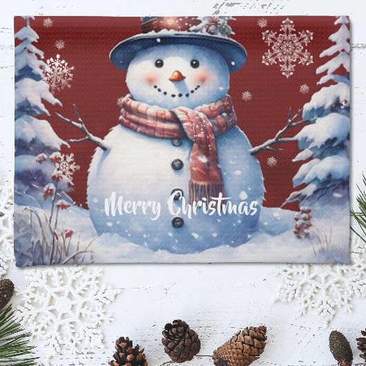 Winter Forest Snowman Kerstmis | Red Theedoek