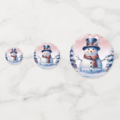 Winter Forest Snowman Kerstmis | Roze Confetti (Voorkanten)