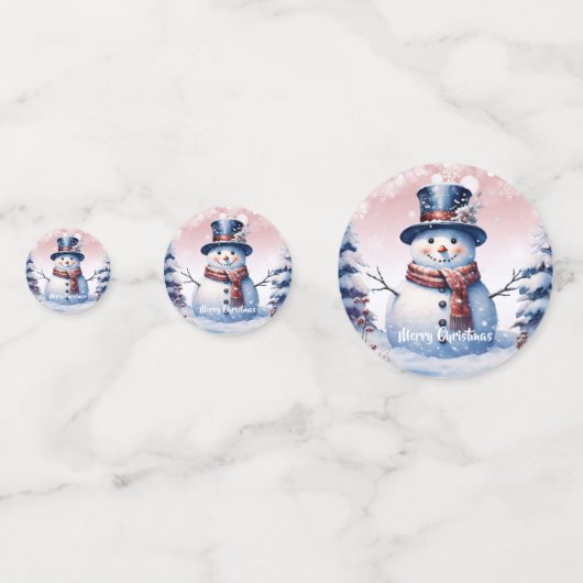 Winter Forest Snowman Kerstmis | Roze Confetti (Voorkanten)