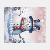 Winter Forest Snowman Kerstmis | Roze Fleece Deken (Voorkant (Horizontaal))