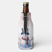 Winter Forest Snowman Kerstmis | Roze Flesjeskoeler (Fles Achterkant)