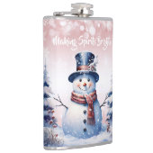 Winter Forest Snowman Kerstmis | Roze Heupfles (Rechts)