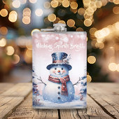 Winter Forest Snowman Kerstmis | Roze Heupfles
