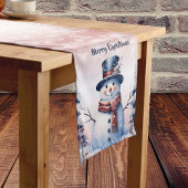 Winter Forest Snowman Kerstmis | Roze Medium Tafelloper