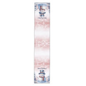 Winter Forest Snowman Kerstmis | Roze Medium Tafelloper (Voorkant)